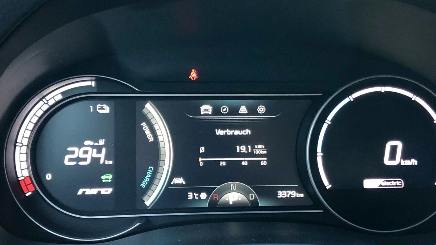 Der Durchschnittverbrauch im Alltag: Knapp über 19 kWh auf 100 Kilometer.
