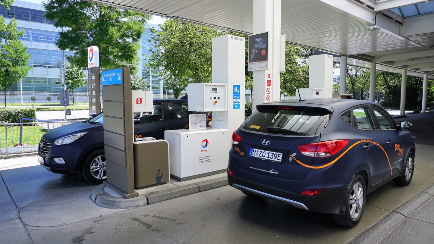 In München sammeln sich die ix35 manchmal sogar an der Wasserstoffsäule: 50 Car Sharing Autos fahren in Bayern.