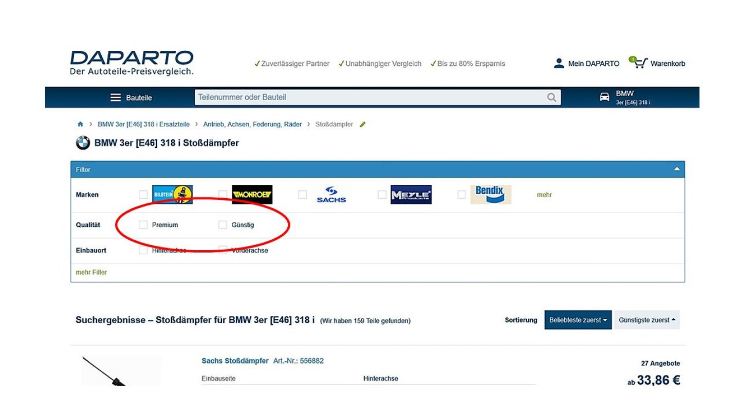 Mit dem Preisvergleich bei DAPARTO bekommt man Ersatzteile zum besten Preis.