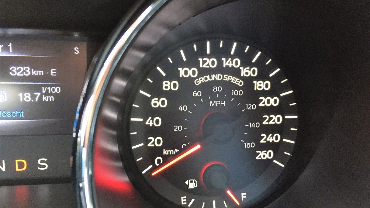 Nette Details: Die Drehzahl als 'Revolutions per Minute', im Tacho die 'Ground Speed'