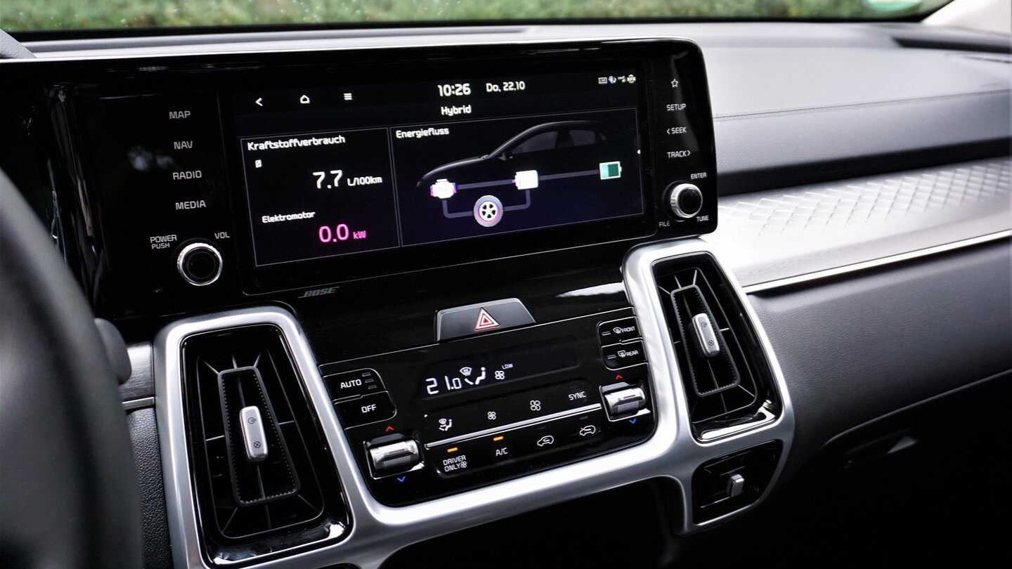 Den Energiefluss kann man sich auf dem großen Display anzeigen lassen.