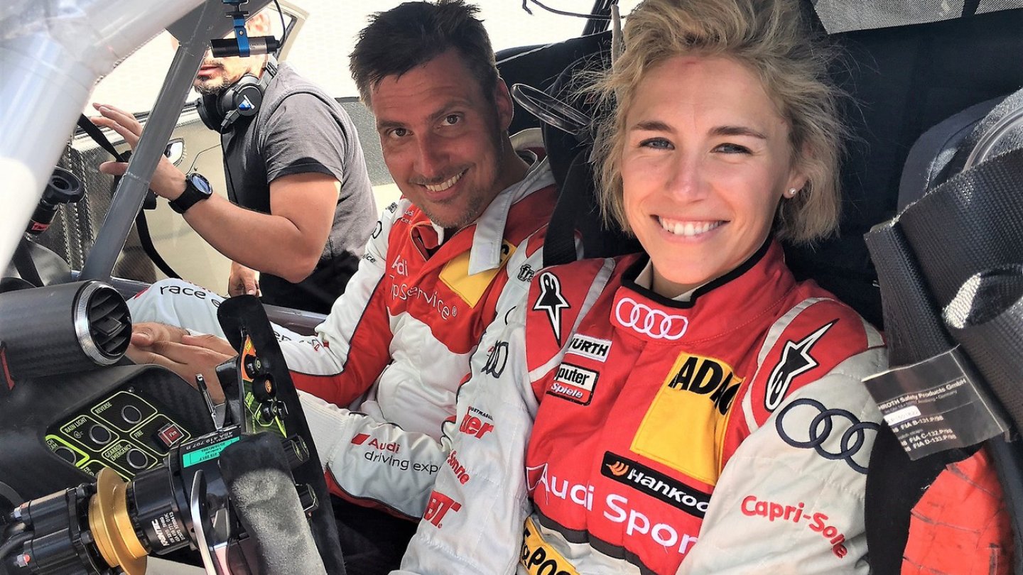 Nicht der, sondern ein Höhepunkt: die Taxifahrt mit Rahel Frey im R8 LMS Rennwagen.