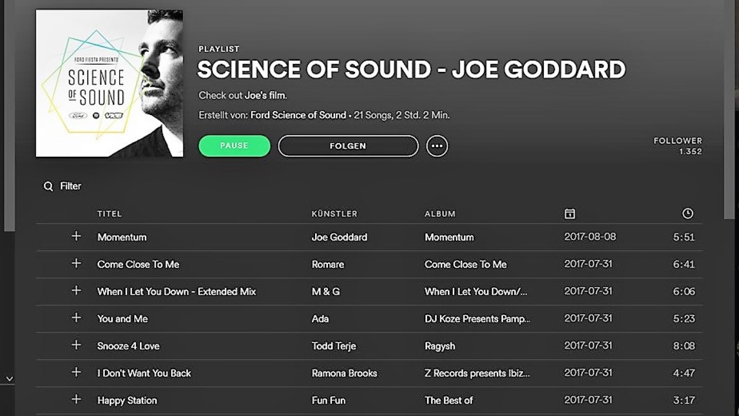 Eine der beiden Playlists, ein Screenshot vom heimischen PC.