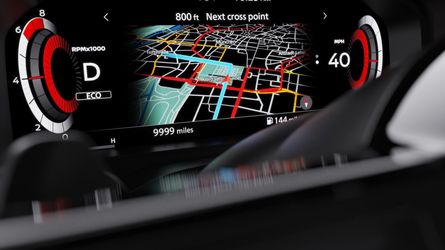 Neben dem Head-up Display gibt es auch digital Instrumente.