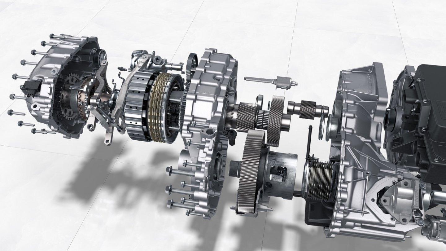 Das Zweigang-Getriebe an der Hinterachse.
