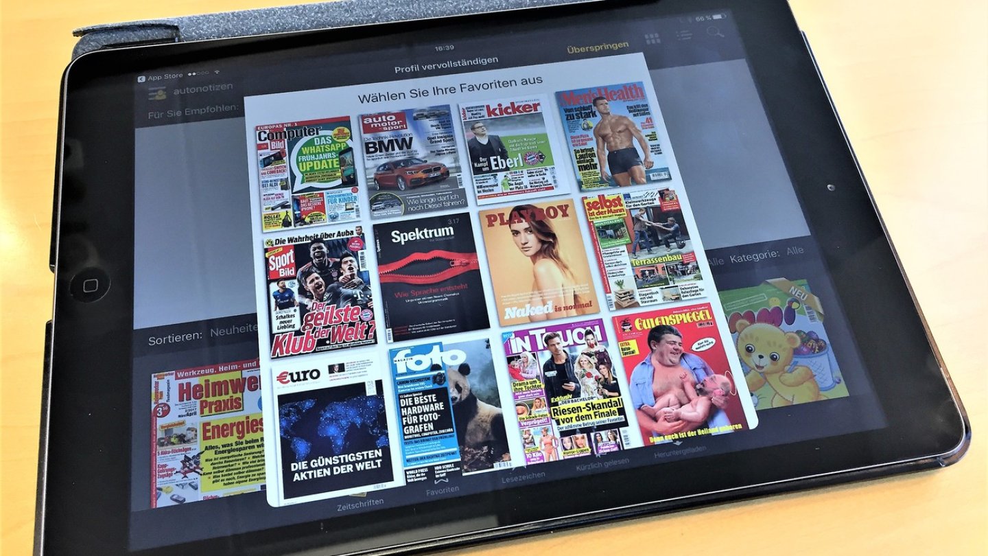 Unterwegs hat man mit der Readly-App seinen eigenen Kiosk immer dabei.