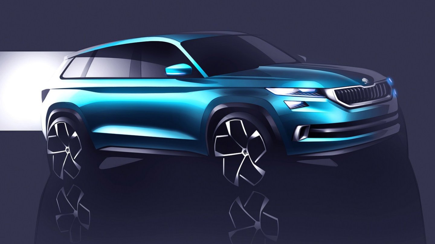 Skizze zur Studie Vision S, die den Kodiaq vorwegnahm.