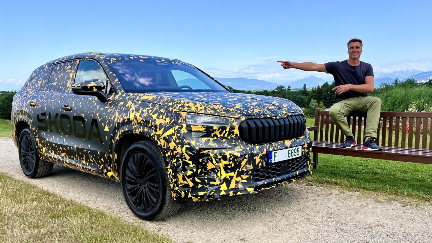 Noch zeigt sich der neue Kodiaq nur unter einer Tarnfolie.