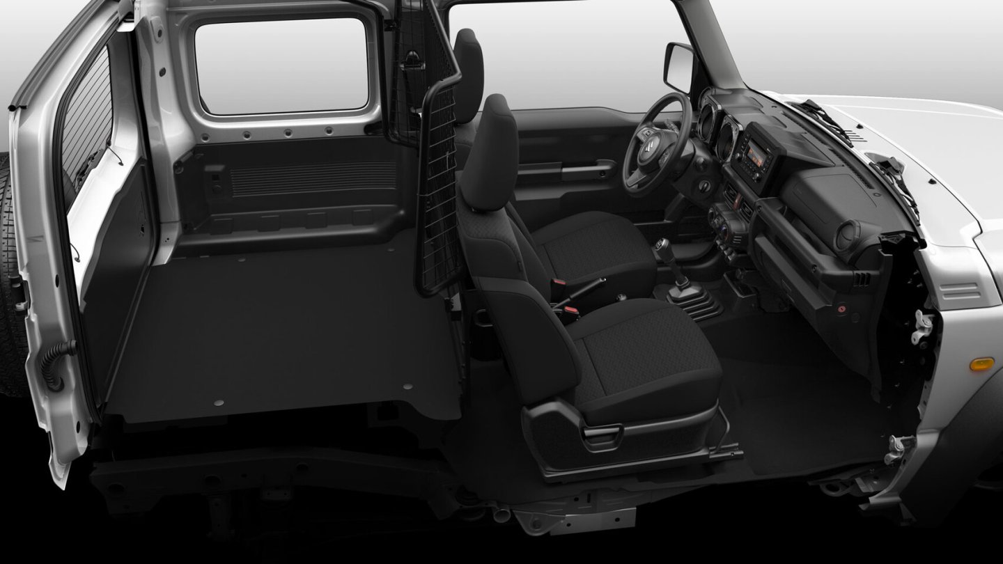 Laderaum statt Rücksitze im Suzuki Jimny.