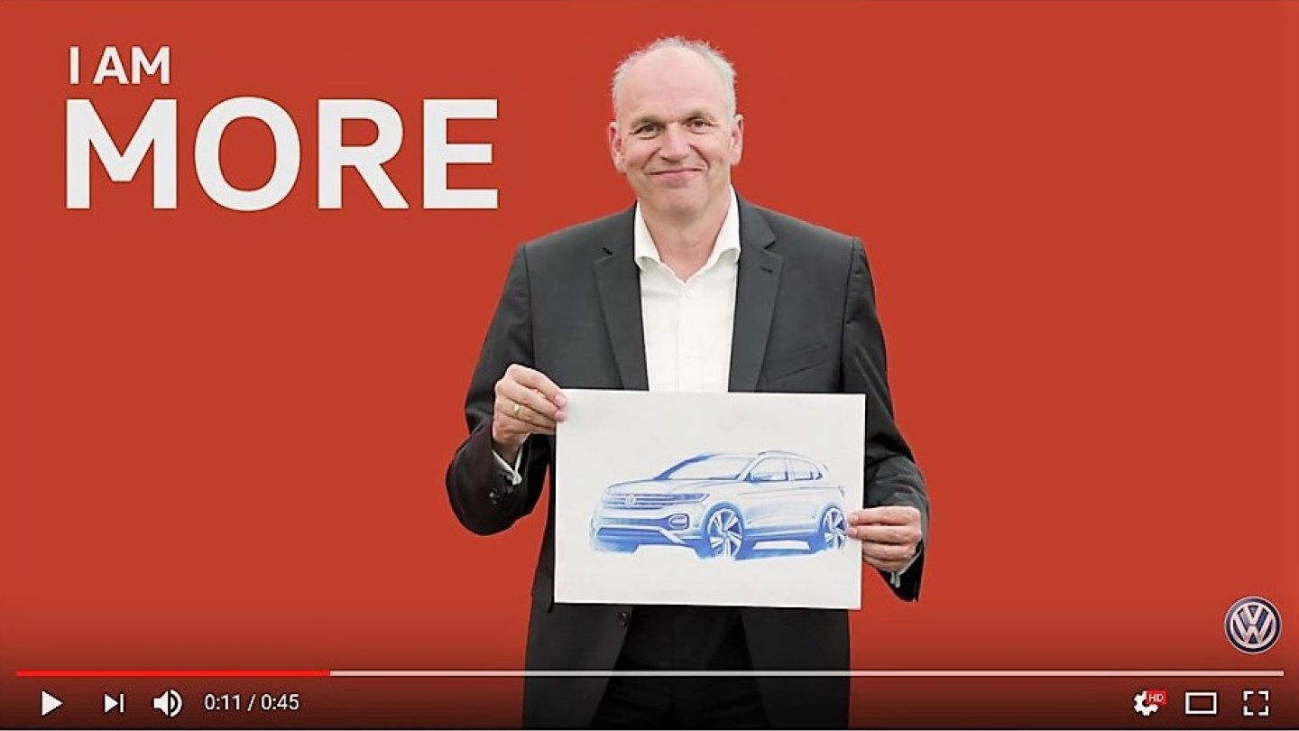 In einem Youtube-Video zeigt VW die Front des T-Cross.